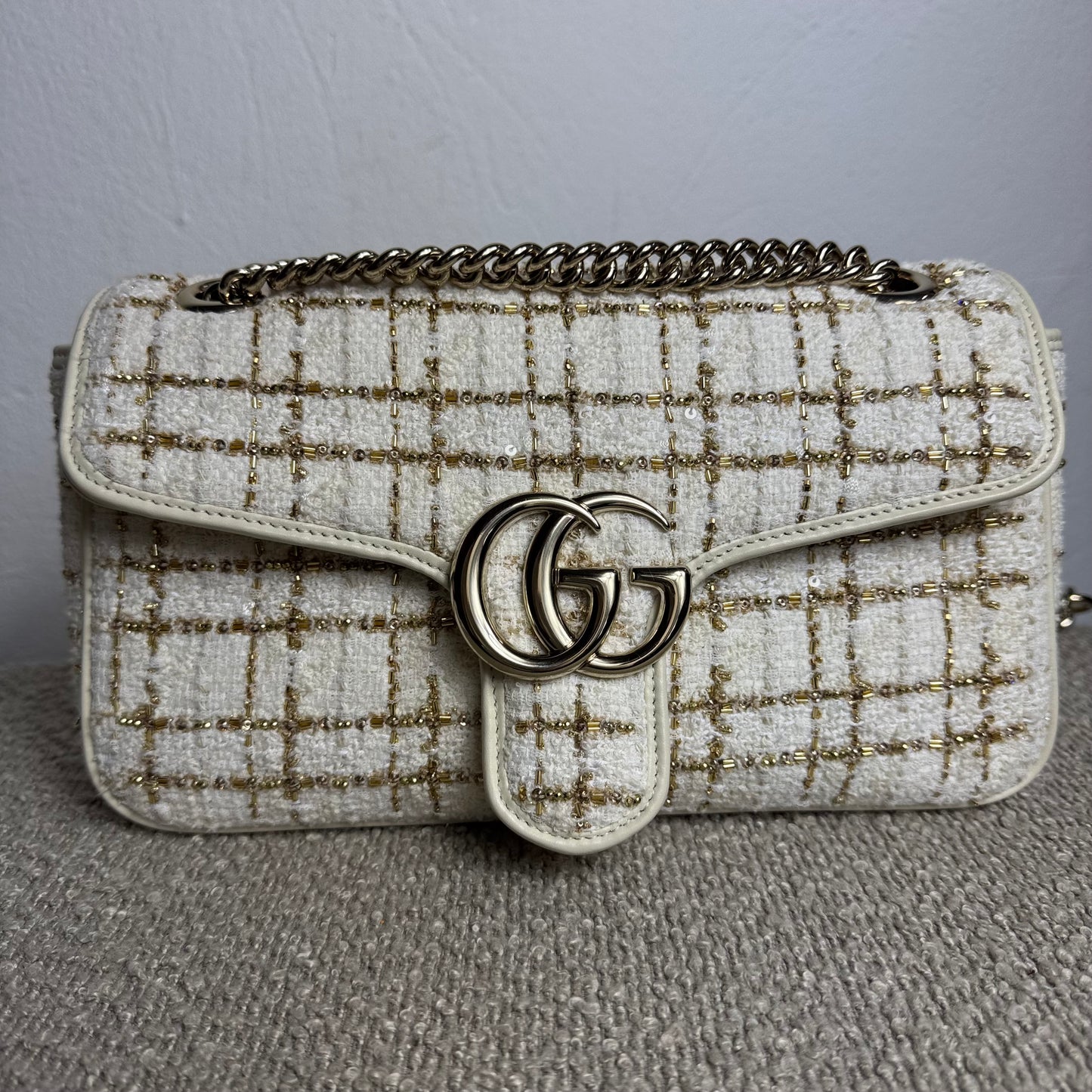 Gucci GG Marmont Special Edition Tweed mit Perlen
