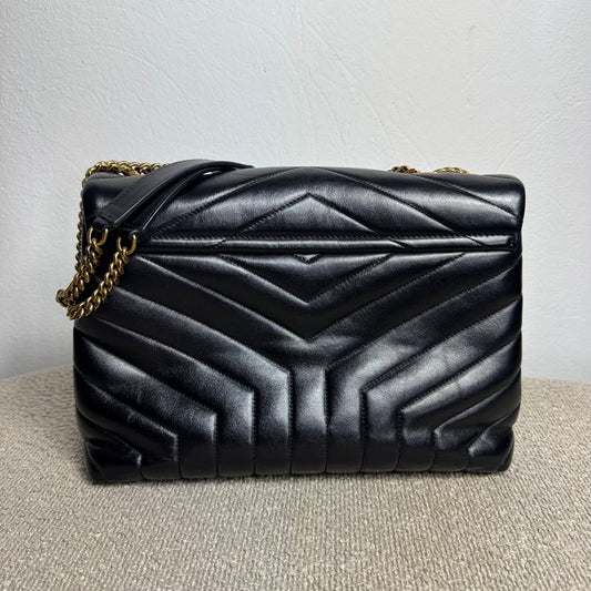 Saint Laurent Loulou Medium Matelassé aus Lammleder Schwarz