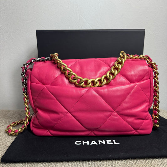 Chanel 19 Flap Bag Large Pink Lambskin Leather