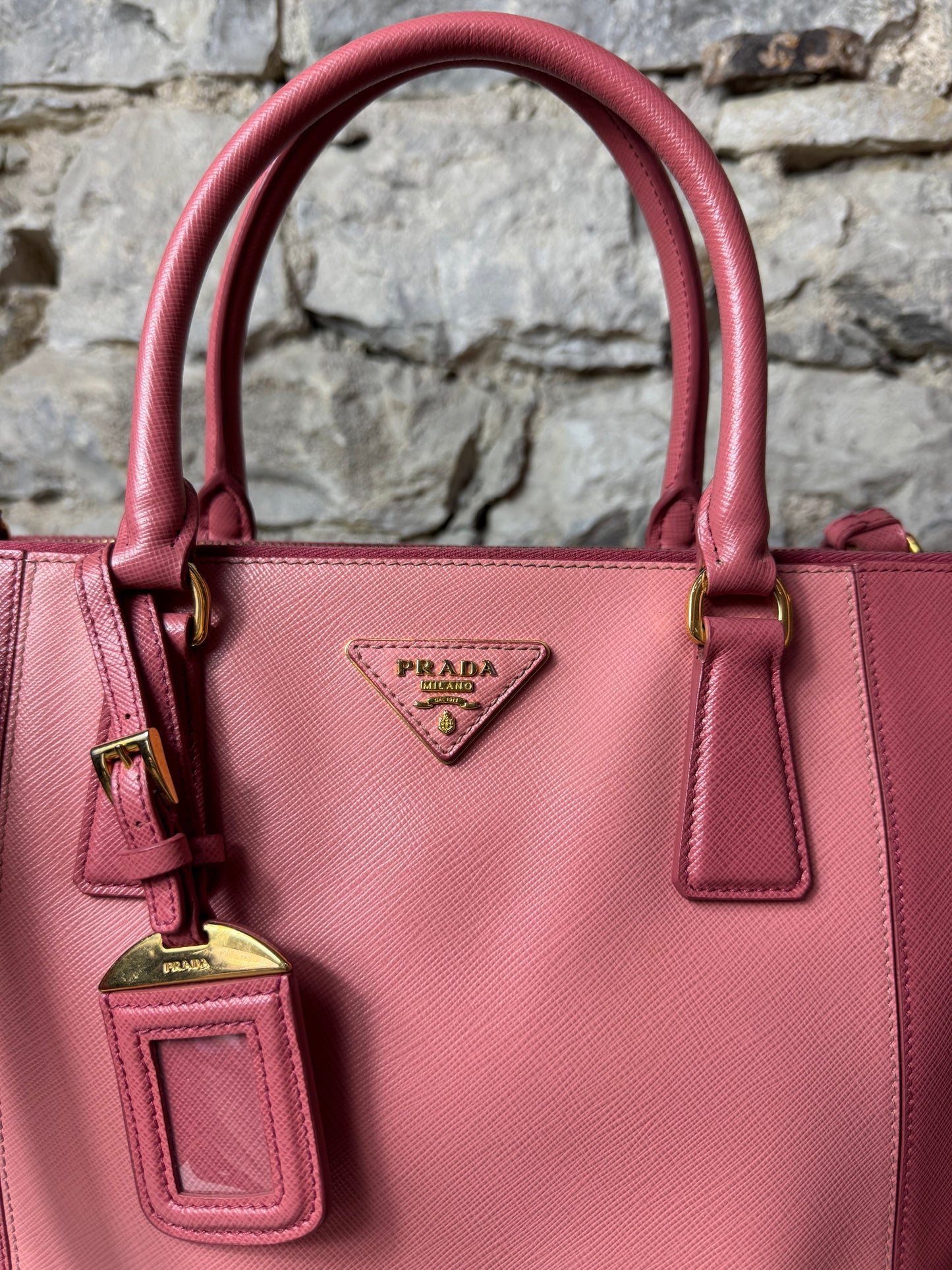 Prada Galleria Saffiano Colorblock Handtasche – Rosa