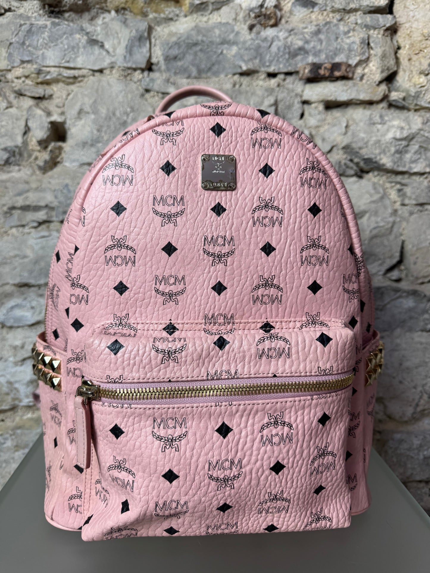 MCM Stark Side Studs Backpack – Visetos Mini Soft Pink