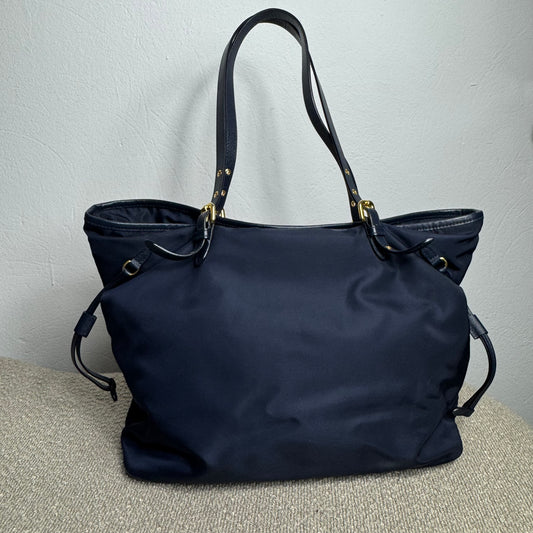 Prada Große Tote Bag Nylon & Saffiano-Leder Ostseeblau