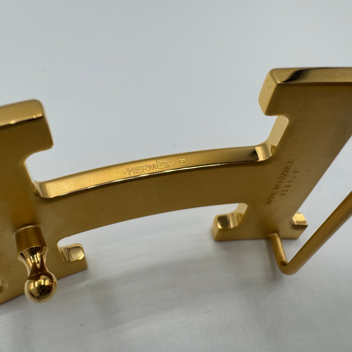 Hermès H Gürtelschließe Goldfarben mit wendbarem Lederriemen Rouge Radieux / Rosa
