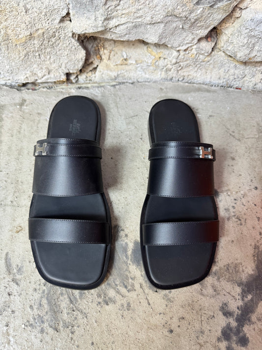 Hermès Sandale Homme Joao Veau Noir