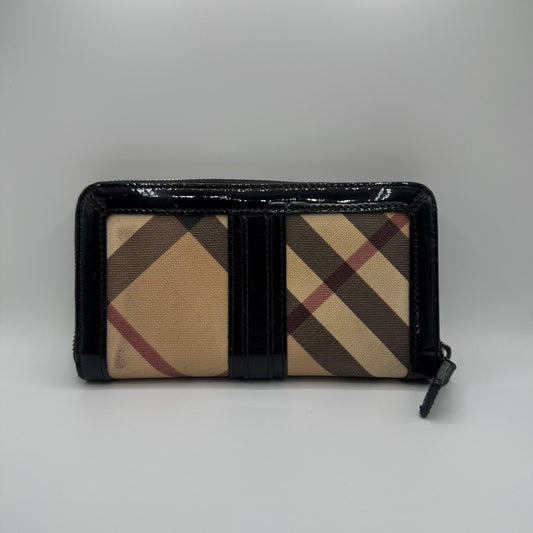 Burberry Zip-Around Wallet Haymarket / House Check Canvas