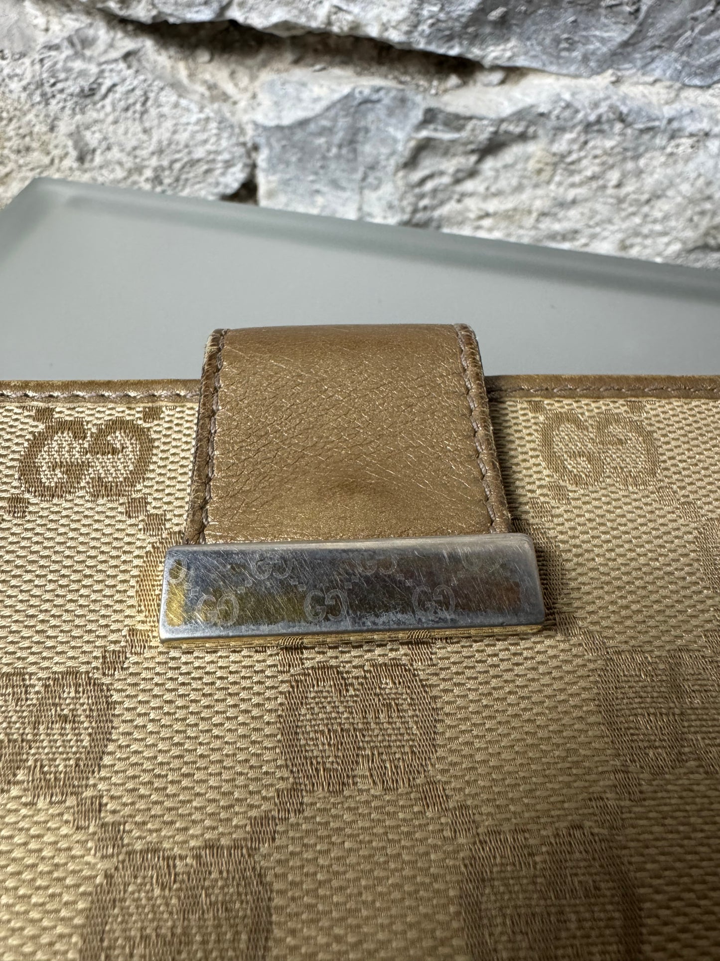 Gucci Vintage GG Canvas Geldbeutel Beige/Gold
