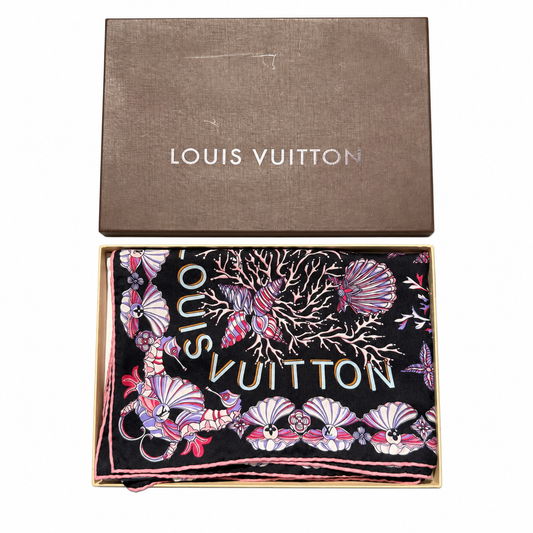 Louis Vuitton Kaschmir-Seiden-Tuch M73764 – Schwarz / Rosa / Lila