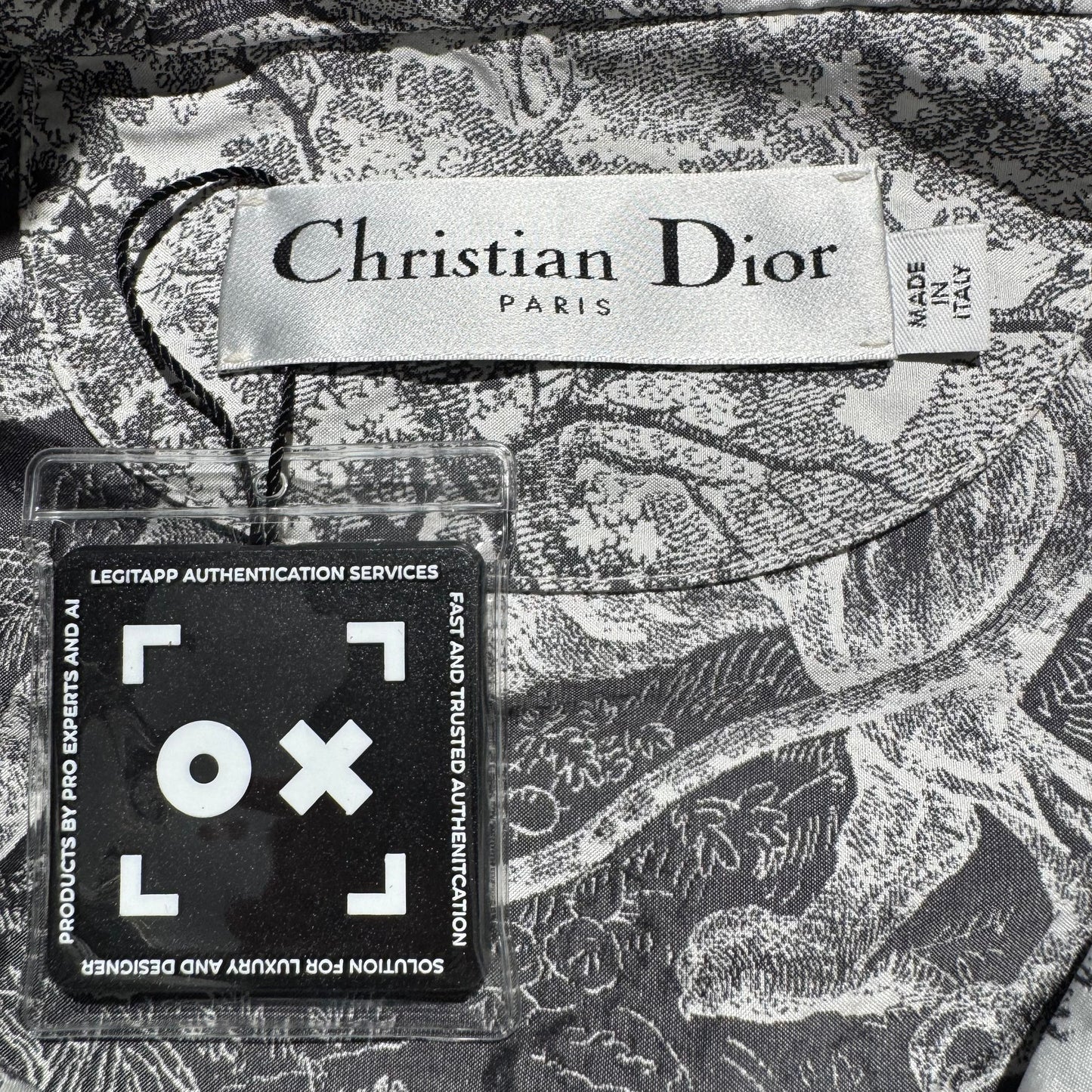 Christian Dior Toile de Jouy Sauvage Hooded Anorak Grey & White Taffeta Gr. XS
