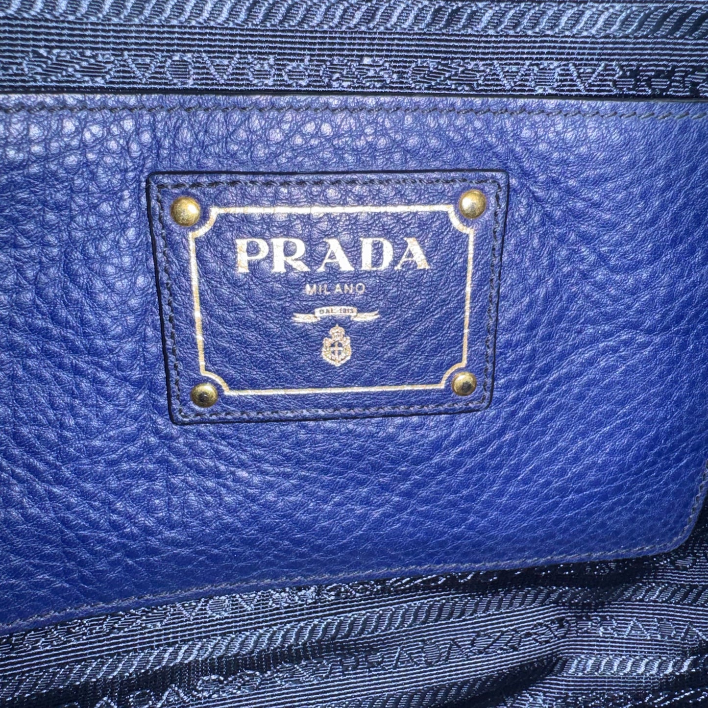 Prada Shopper Vitello Leder in Blau