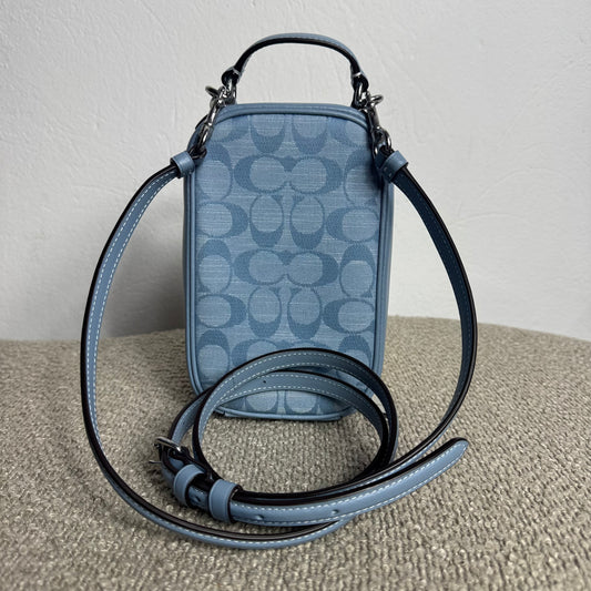 Coach Mini Phone Crossbody Bag – Signature Jacquard Hellblau