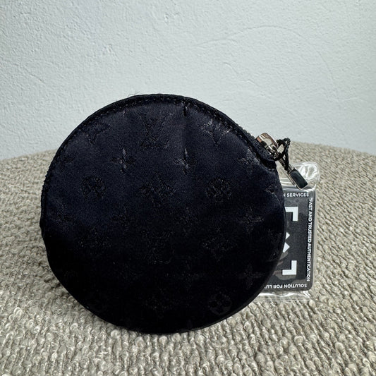 Louis Vuitton Conte de Fées Apple Round Coin Purse – Black Satin Monogram