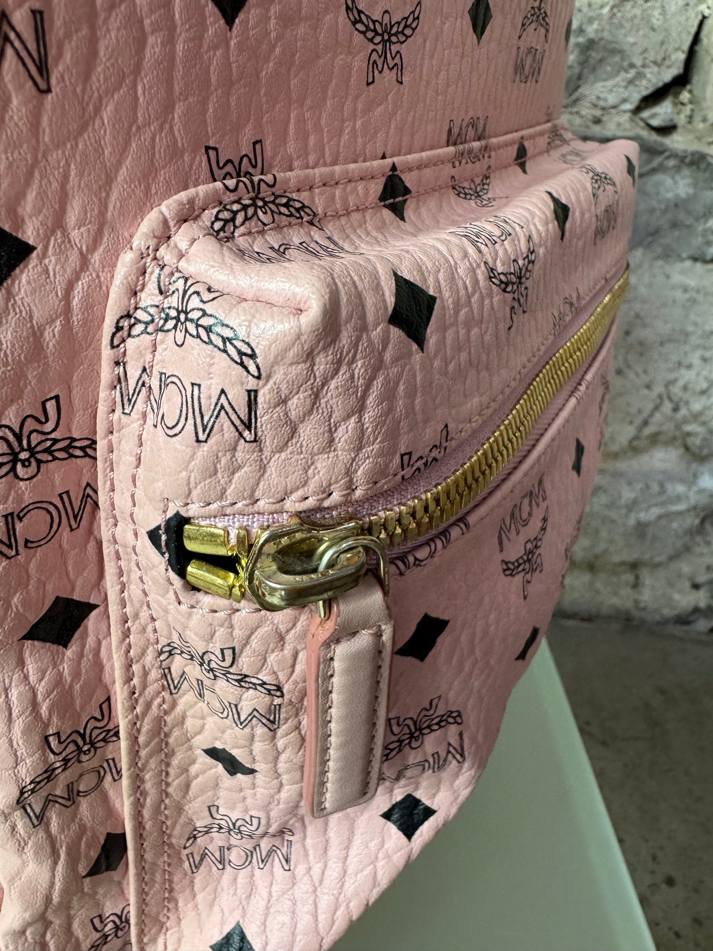 MCM Stark Side Studs Backpack – Visetos Mini Soft Pink