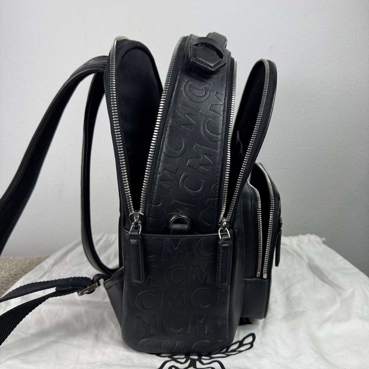 MCM Rucksack Schwarzes Leder