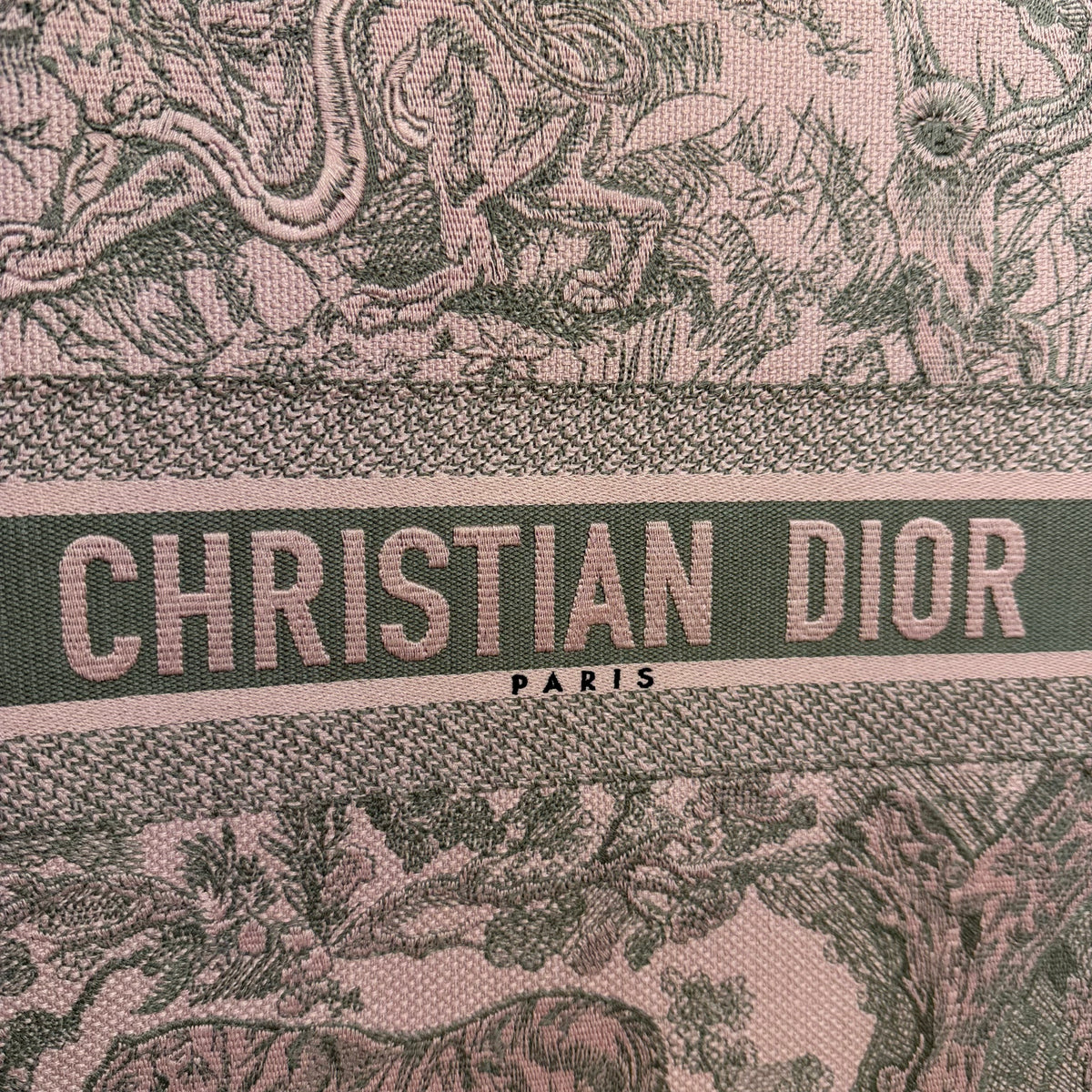 Christian Dior Book Tote - Mykonos Toile de Jouy Embroidered Pink