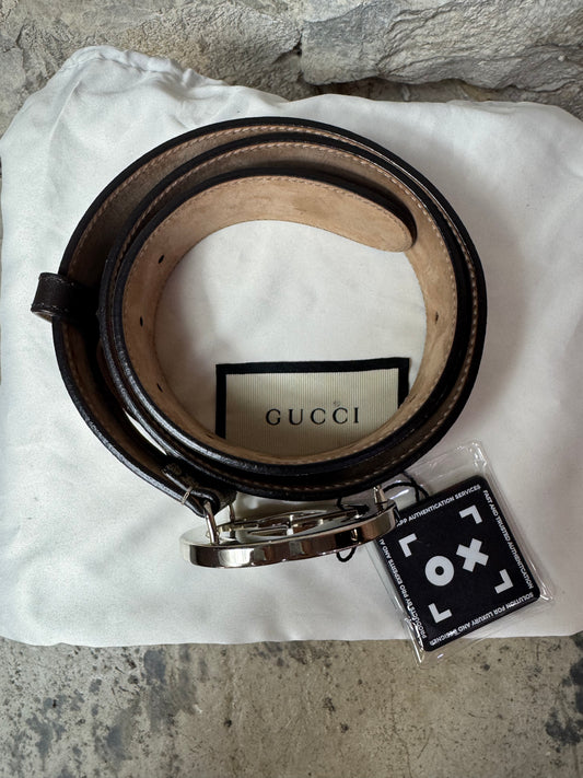 Gucci GG Supreme Gürtel mit silberfarbener GG-Schnalle - Gr. 80