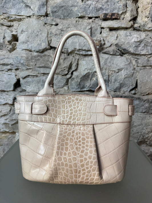 Furla Leder Shopper Totebag in Beige/Taube