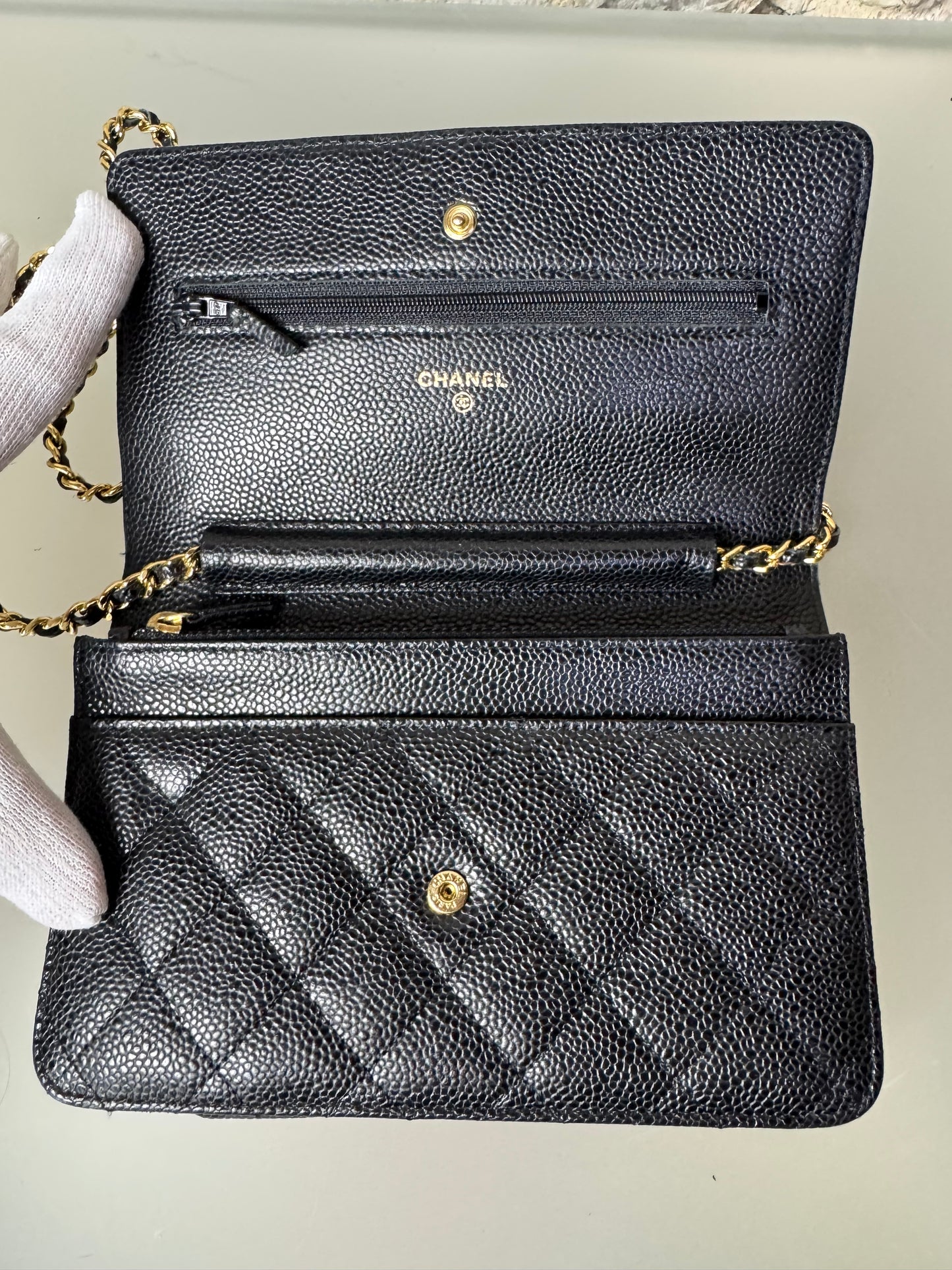 Chanel Timeless Wallet On Chain Lammleder Schwarz