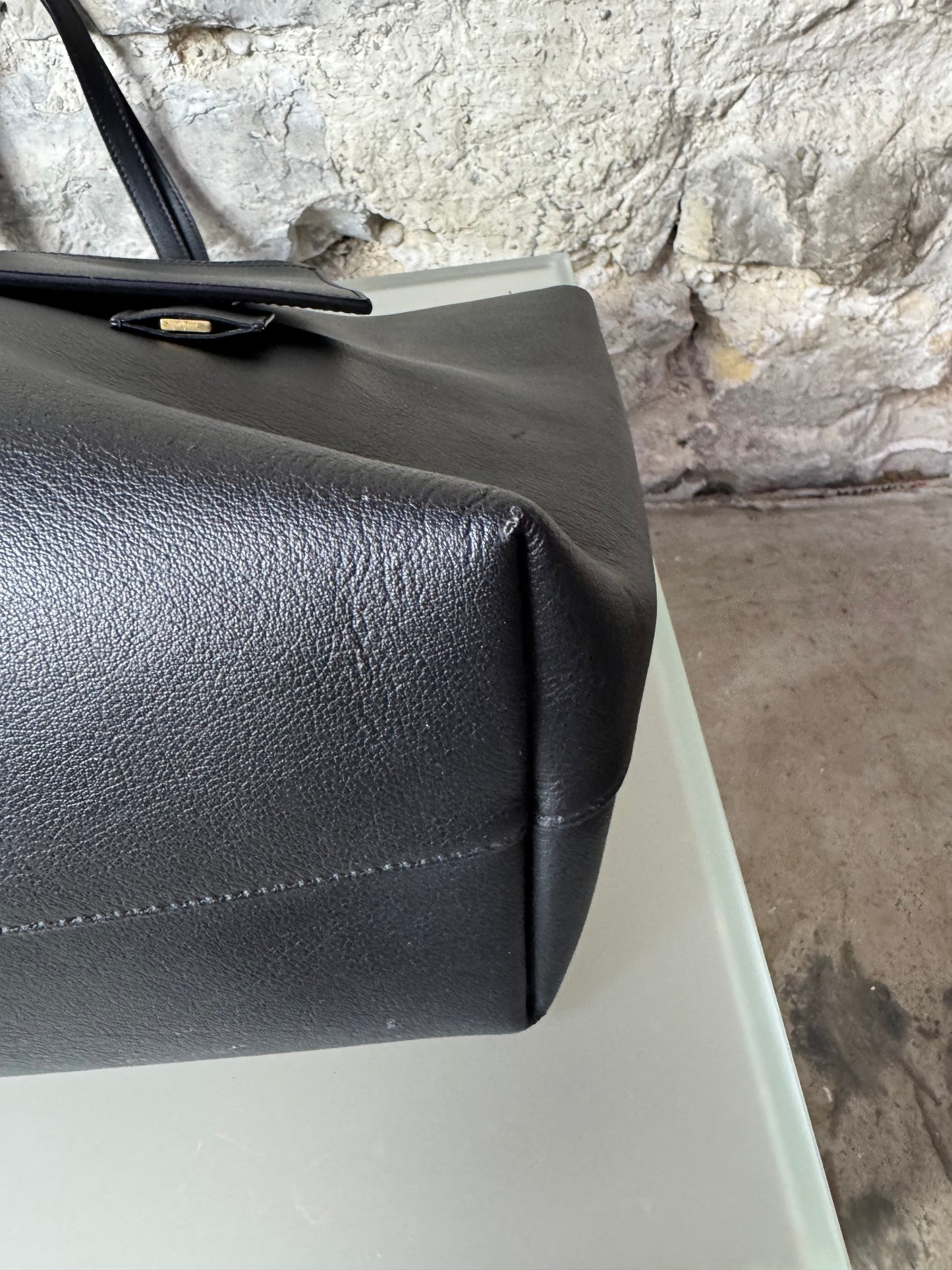 Saint Laurent Shopper Tasche Schwarz Leder mit Clutch