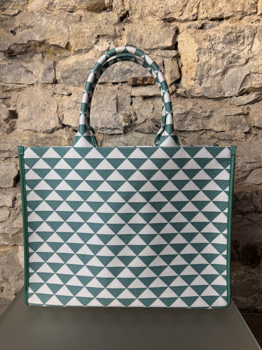 Prada Triangolo Jacquard Handtasche Weiß Grün