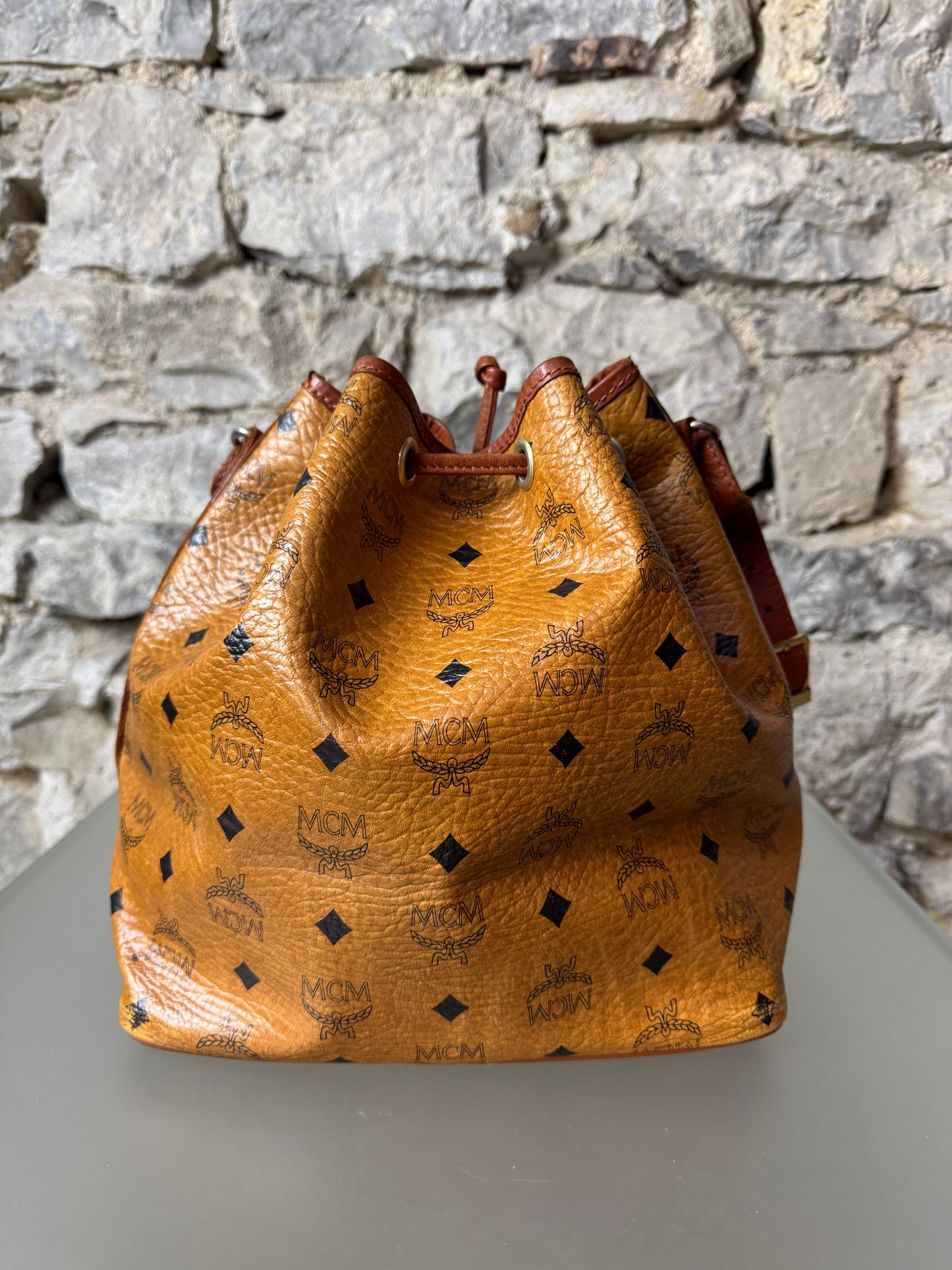 MCM Vintage Bucket Bag – Cognac Visetos Canvas