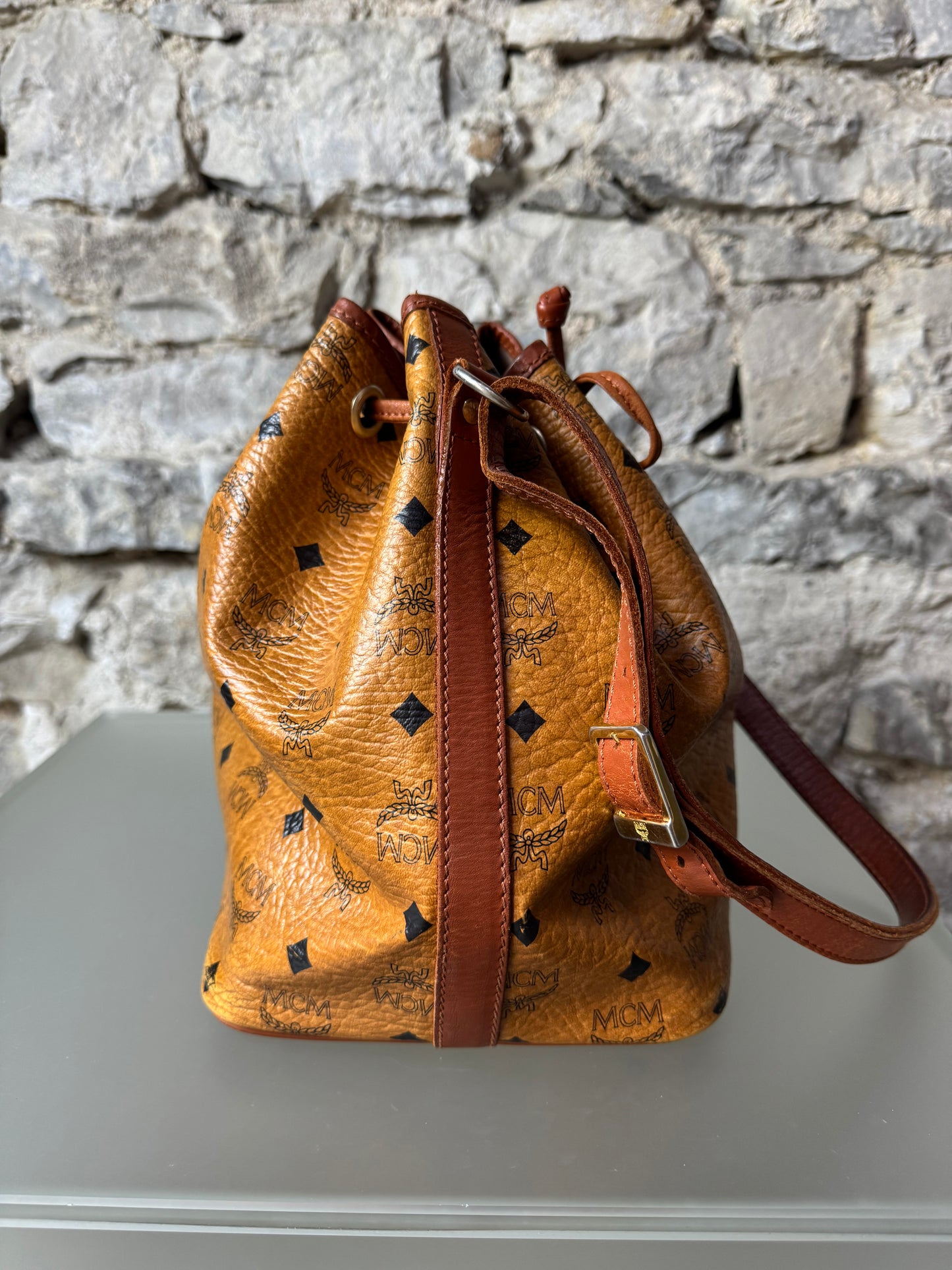 MCM Vintage Bucket Bag – Cognac Visetos Canvas