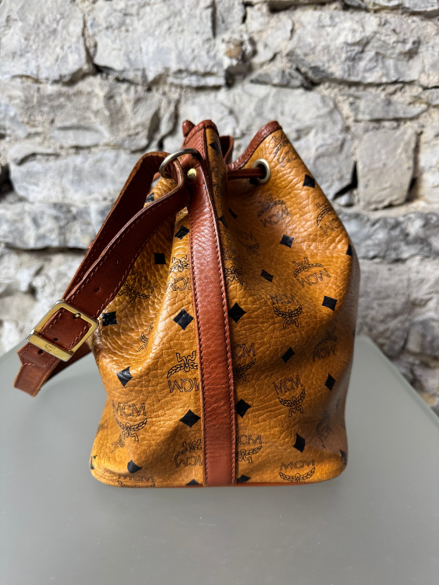 MCM Vintage Bucket Bag – Cognac Visetos Canvas