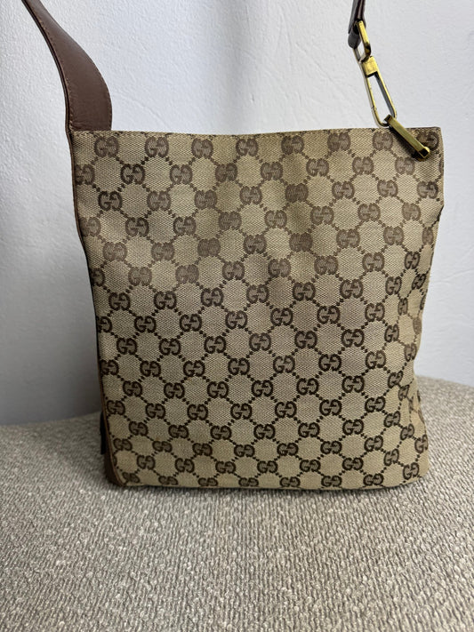 Gucci GG Canvas Shoulder Bag Beige - BagAffair