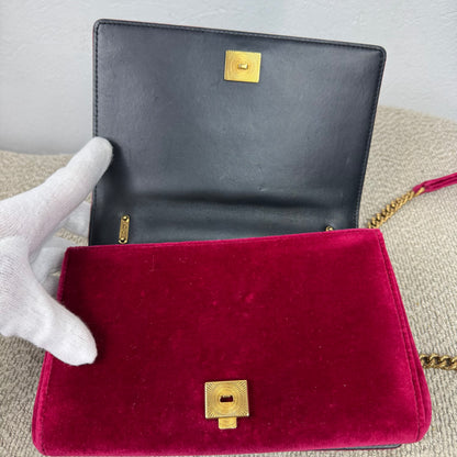 Dolce & Gabbana Velvet Devotion Medium Samt Tasche Pink