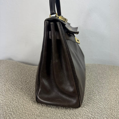Hermès Vintage Kelly 32 – Dunkelbraun / Gold – 1992
