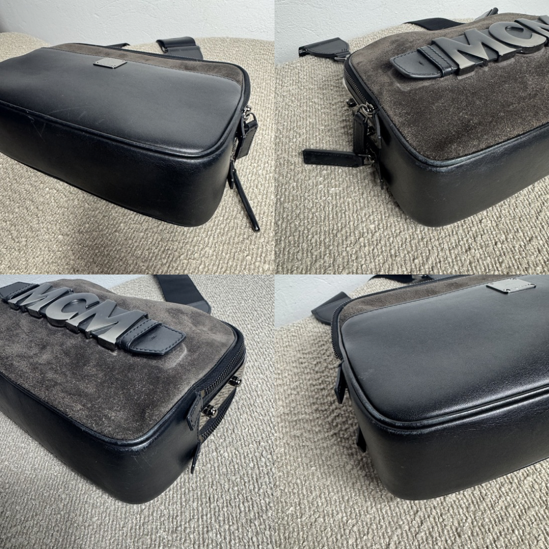 MCM München Logo Wildleder Crossbody Bag Schwarz