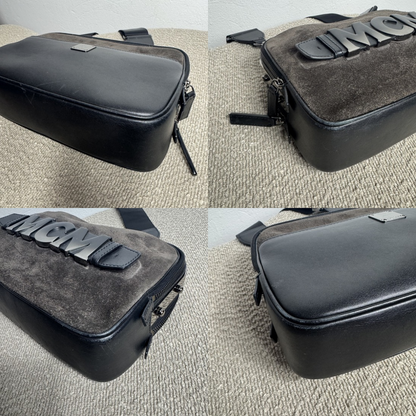 MCM München Logo Wildleder Crossbody Bag Schwarz