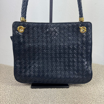 Bottega Veneta Vintage Intrecciato Schultertasche – Dunkelblau