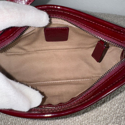 Burberry Nova Check Canvas Burgundy Leder Schultertasche