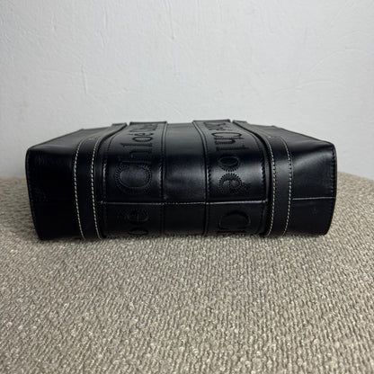 Chloé Woody Small Schultertasche Leder Schwarz