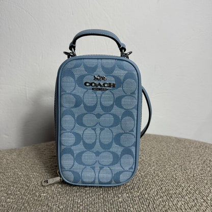 Coach Mini Phone Crossbody Bag – Signature Jacquard Hellblau