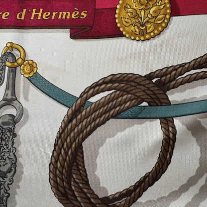 Hermès Silk Scarf "Mémoire d'Hermès" – Vintage Carré 90 – Red/White/Gold