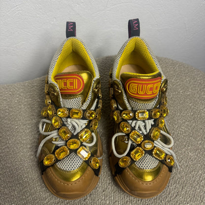 Gucci Flashtrek Sneaker mit abnehmbaren Kristallen – Gr. 38,5