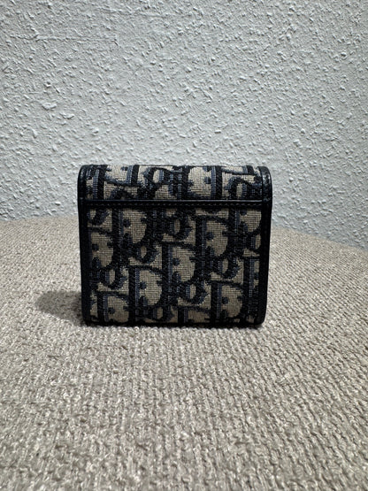 Dior 30 Montaigne Lotus Wallet – Blue Dior Oblique Jacquard