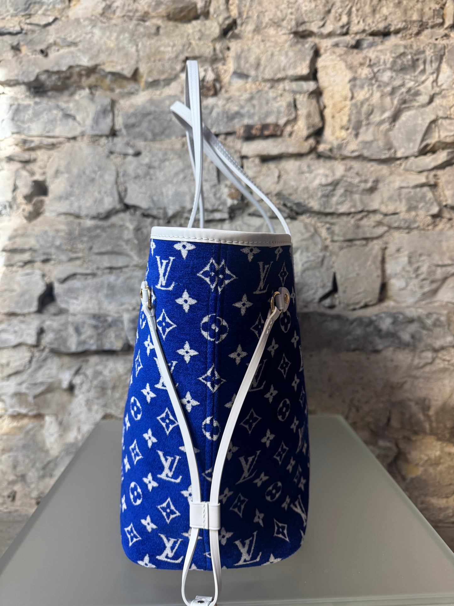 Louis Vuitton Jacquard Velvet Monogram LV Match Neverfull MM Tote – Blau & Weiß