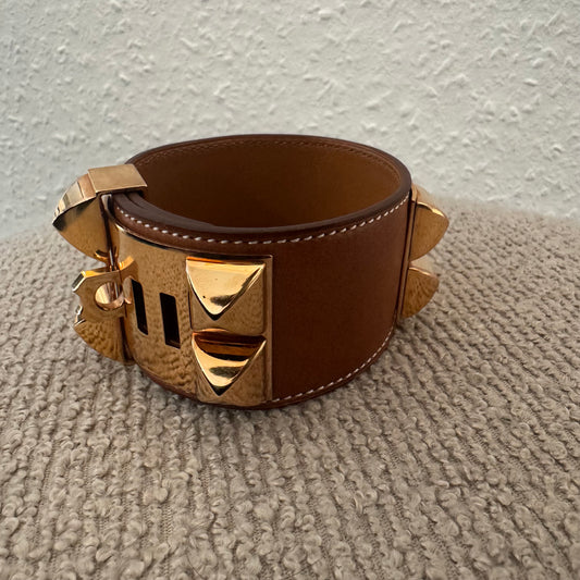 Hermès Collier de Chien Armband Fauve / Gelbgold – Gr. T4 (L)