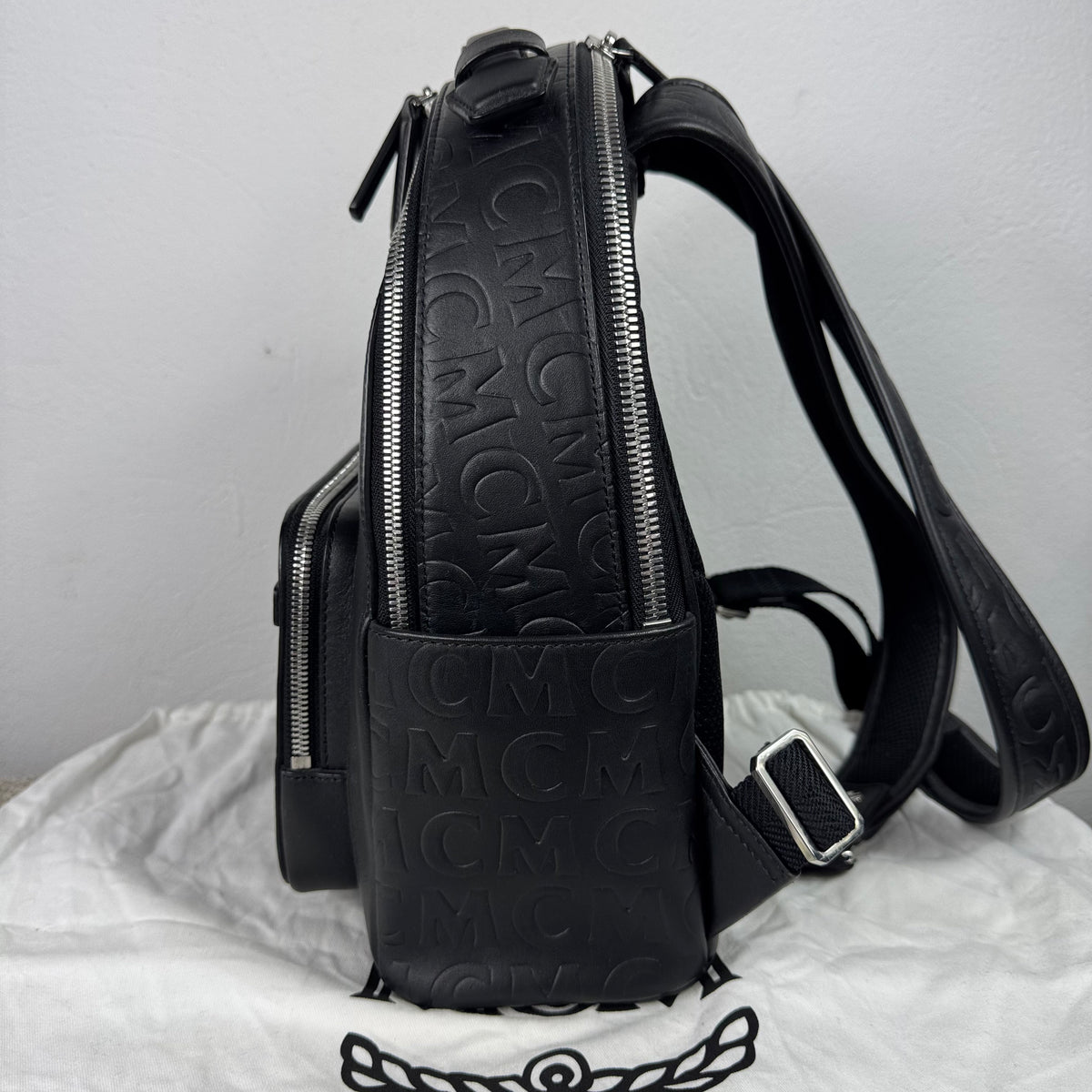 MCM Rucksack Schwarzes Leder