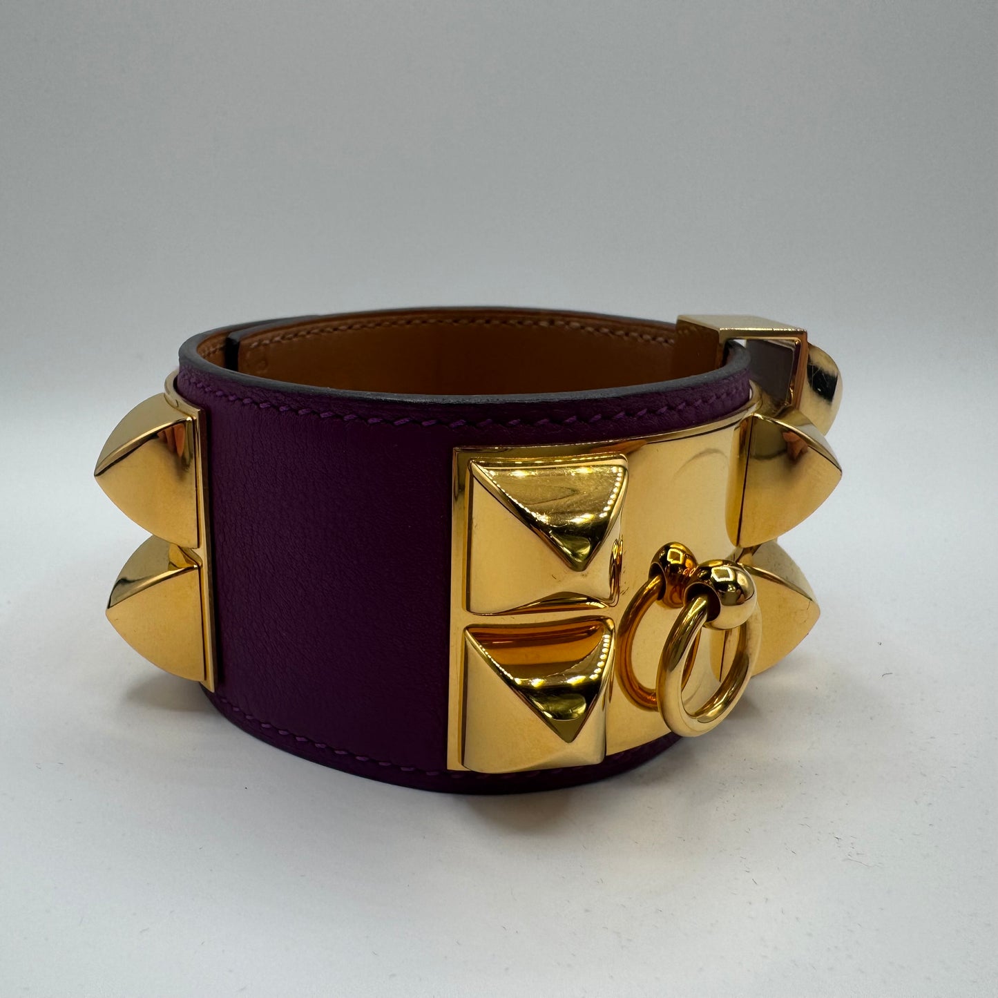 Hermès Collier de Chien (CDC) Armband Lila Gold – Größe T2 / S