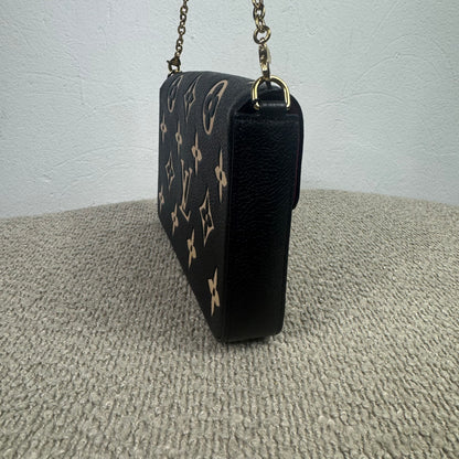 Louis Vuitton Félicie Pochette – Empreinte Leder Schwarz / Beige