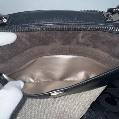 MCM München Logo Wildleder Crossbody Bag Schwarz