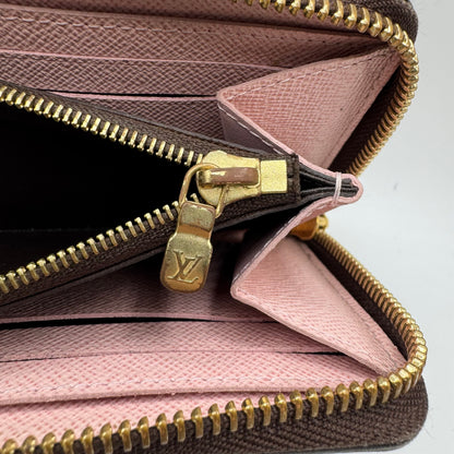 Louis Vuitton Zippy Wallet Damier Ebene Rose Ballerine
