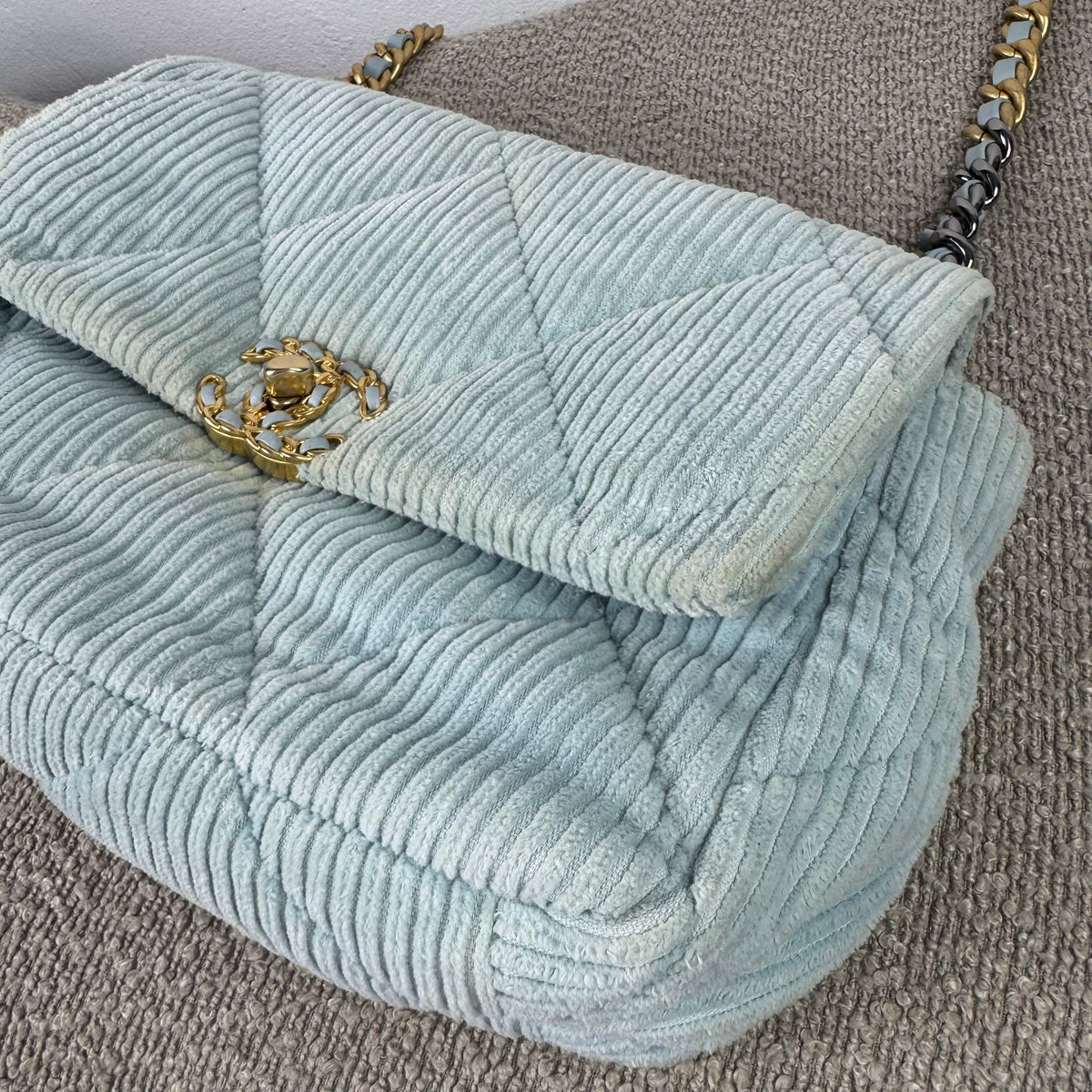 Chanel 19 Corduroy Flap Bag – Light Blue