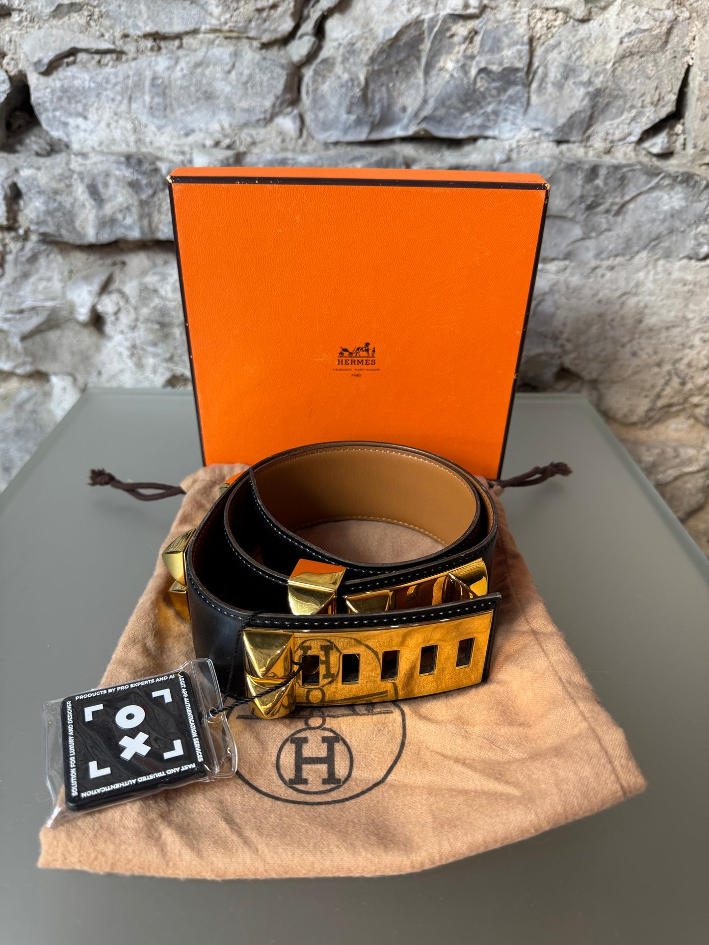 Hermès Collier de Chien Gürtel – Vintage, Schwarz (Größe 80)