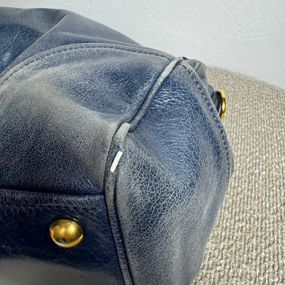 Miu Miu Sitello Shine Double Zip Leder blau
