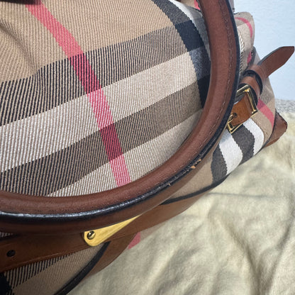 Burberry Heritage House Check Canvas Bonded Leather Manor Bag
