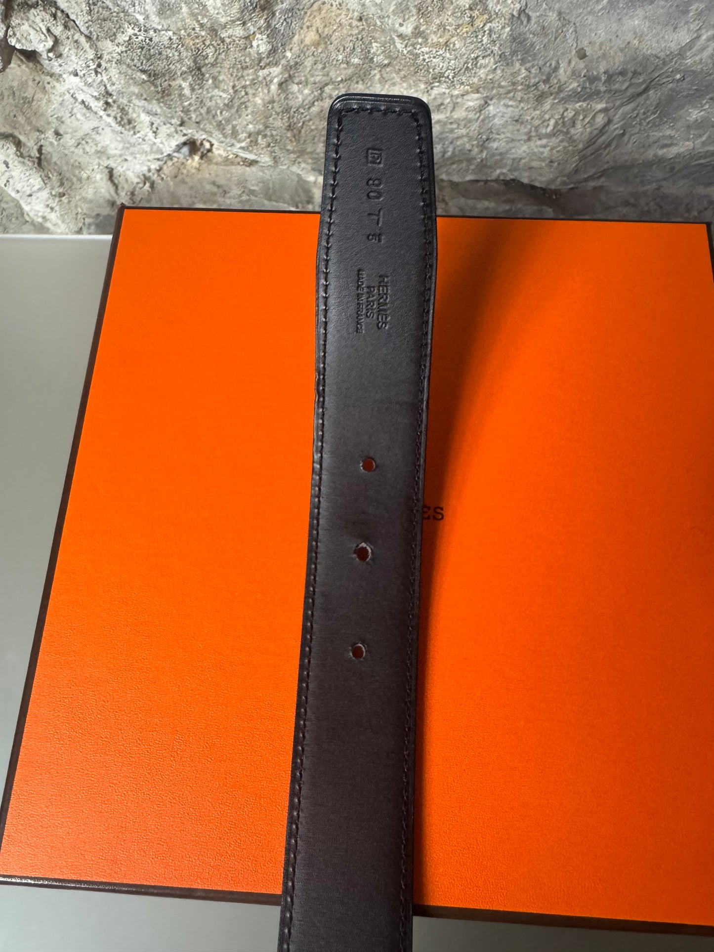 Hermès Gürtelschließe H Martelée & Wendbarer Gürtelriemen